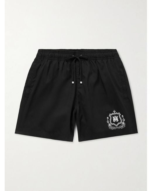 Shorts Da Mare Medi A Gamba Dritta Con Logo di Amiri in Black da Uomo