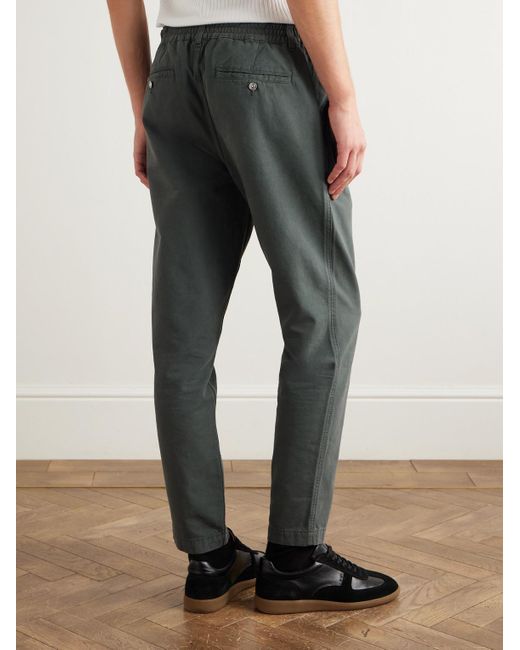 Mr P. Gray Daniel Tapered Pleated Organic Cotton-Canvas Trousers for men