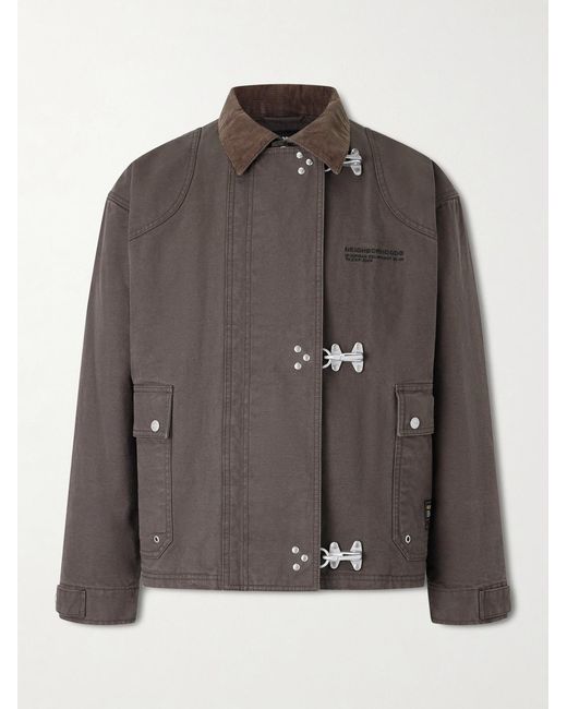 Neighborhood Brown Fireman Logo-embroidered Padded Cotton Jacket for men