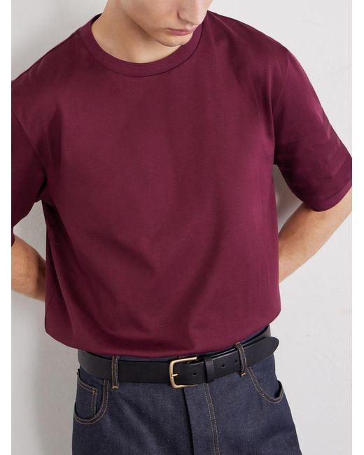 Thom Browne Red Logo-appliquéd Striped Cotton-jersey T-shirt for men