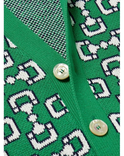 Gucci Green Intarsia Cotton Cardigan for men