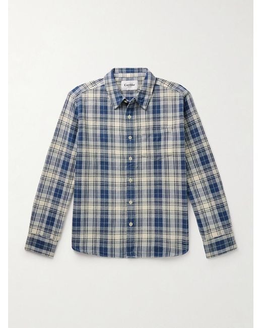 Corridor NYC Blue Equinox Checked Cotton Shirt for men
