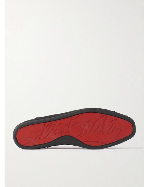 Christian Louboutin Black Varsi Espadon Collapsible-heel Logo-jacquard Canvas And Leather Espadrilles for men