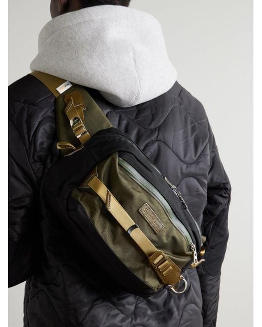 Master Piece Green Potential Leather-trimmed Cordura® Ballistic Nylon Belt Bag for men