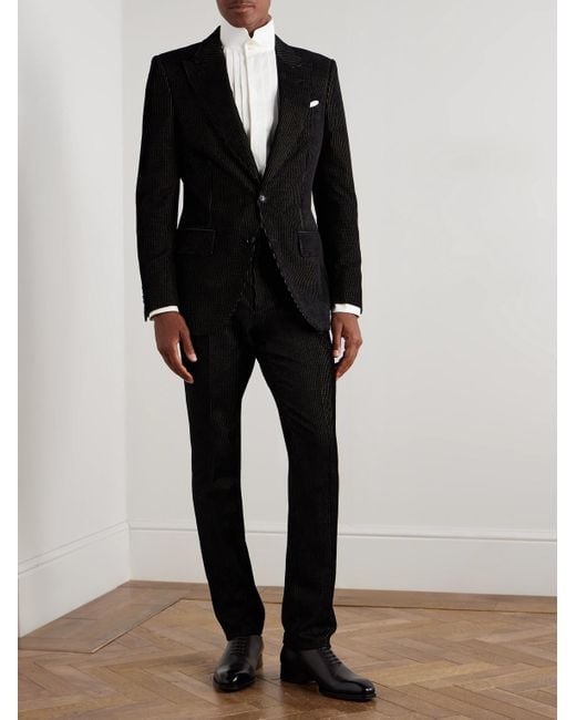 Tom Ford Black Dyllan Metallic Striped Cotton-Blend Velvet Tuxedo Jacket for men