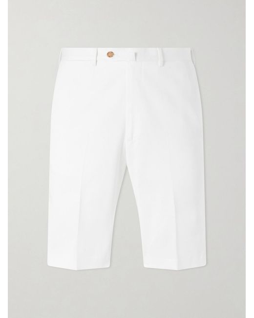 De Petrillo White Straight-Leg Cotton-Blend Twill Shorts for men