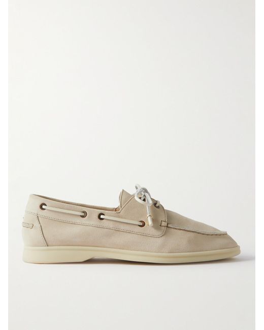 Loro Piana Natural Sea-Sail Walk Suede Boat Shoes for men