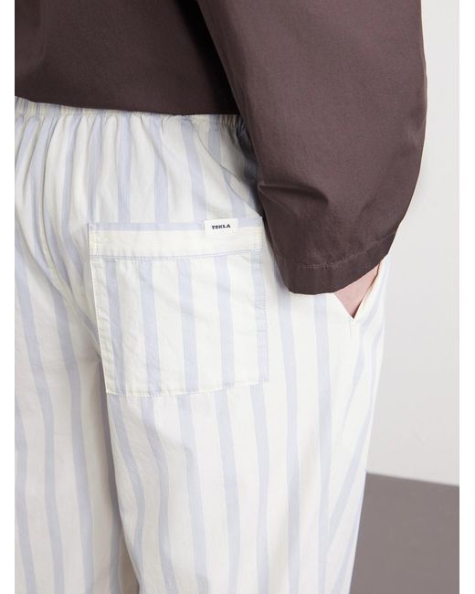 Tekla White Straight-Leg Striped Organic Cotton-Poplin Pyjama Trousers for men