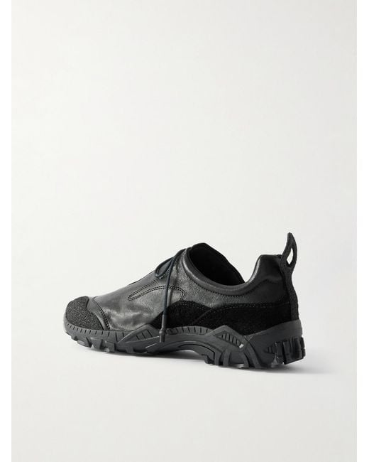 Our Legacy Black Gabe Leather-trimmed Suede Sneakers for men