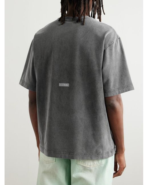 Acne Gray Extorr Logo-Appliquéd Garment-Dyed Cotton-Jersey T-Shirt for men