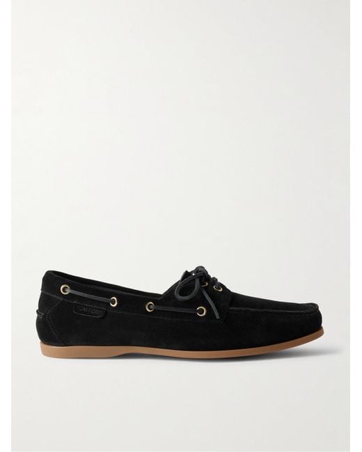 Tom Ford Black Robin Suede Boat Shoes for men
