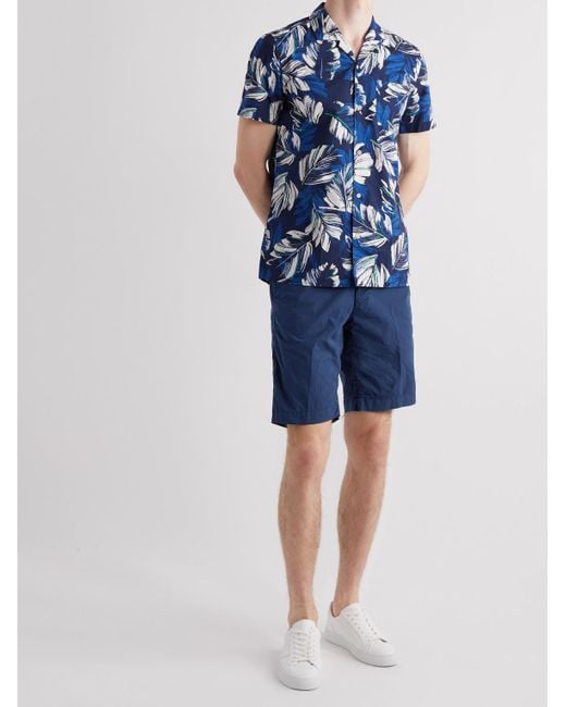 Incotex Schmal geschnittene Bermudashorts aus einer Baumwollmischung in Blue für Herren