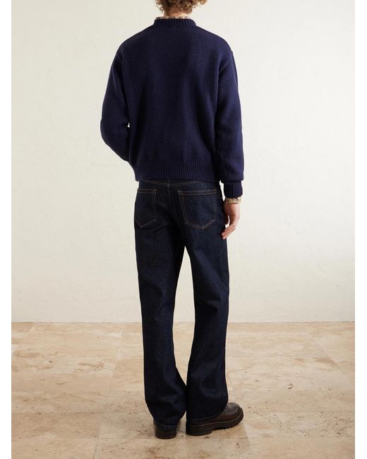 Logo-Intarsia Wool-Blend Sweater di Human Made in Blue da Uomo