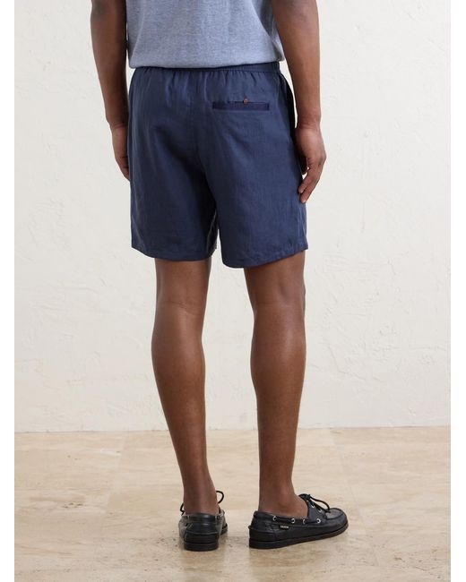 Sease Blue Cod-2 Straight-Leg Hemp Drawstring Shorts for men