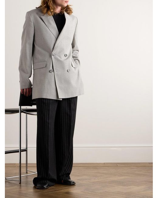 AMI Gray Oversized Double-Breasted Wool Blazer for men