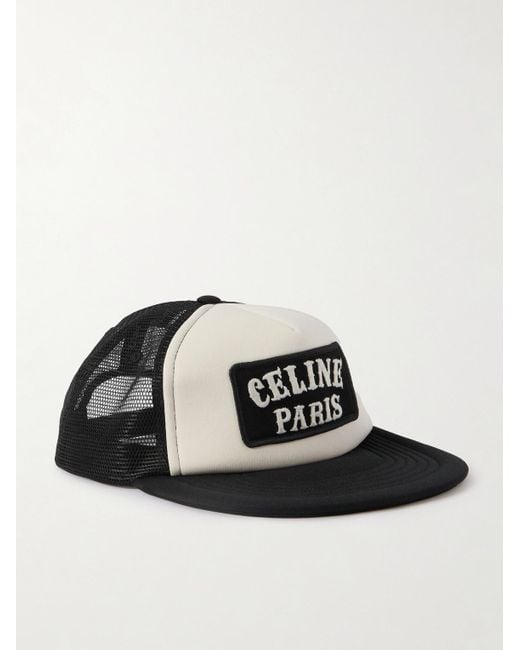 Céline Black Logo-appliquéd Cotton-canvas And Mesh Trucker Cap for men