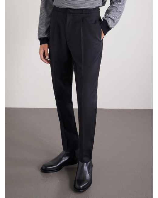 Officine Generale Blue Drew Tapered Pleated Wool-Twill Trousers for men
