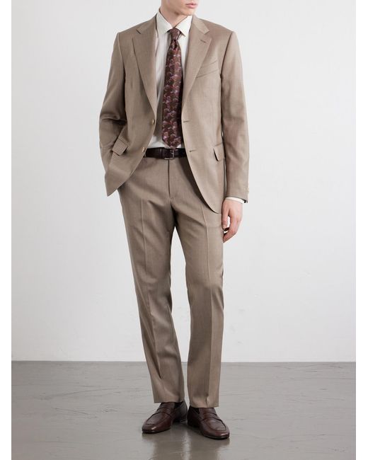 Caruso Natural Straight-Leg Wool Suit Trousers for men