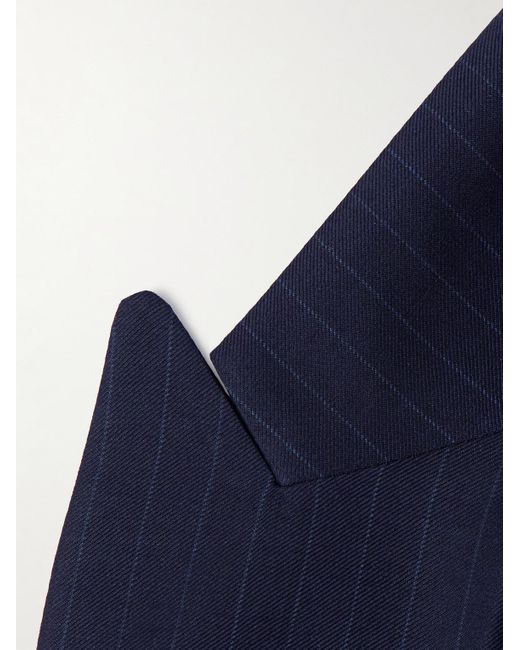 Paul Smith Blue Double-breasted Pinstriped Wool Suit Jacket for men