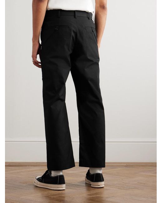 (w)taps Black Straight-leg Cropped Canvas Trousers for men