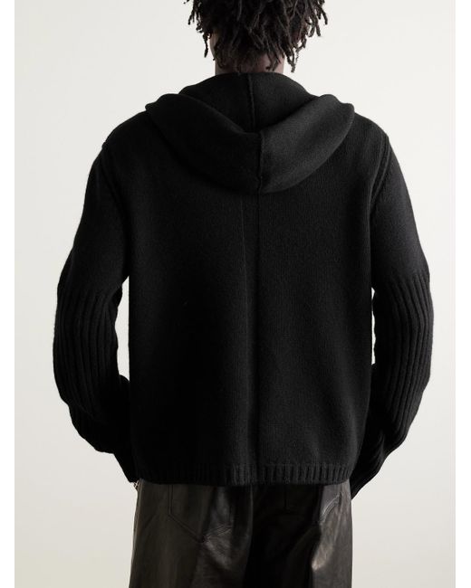Rick Owens Black Las Palmas Ribbed Cashmere Zip-Up Hoodie for men