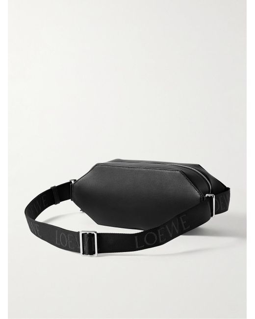 Loewe Black Logo-debossed Leather Belt Bag for men