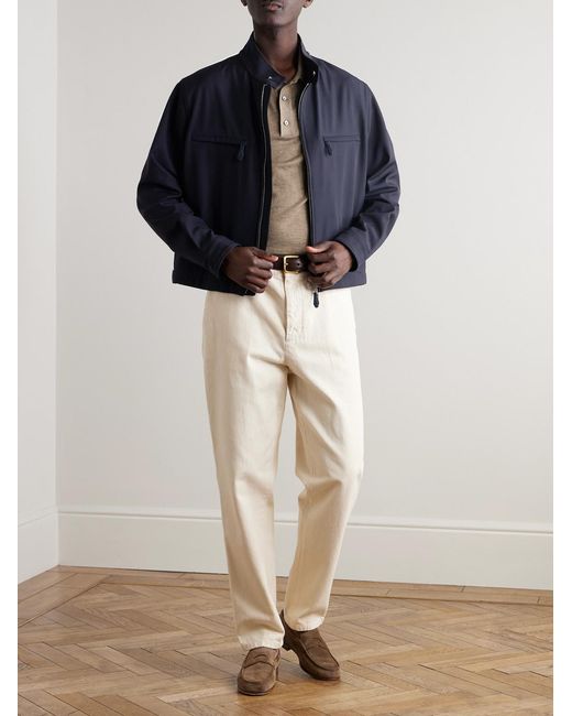Dunhill Blue Tech-Wool Twill Blouson Jacket for men
