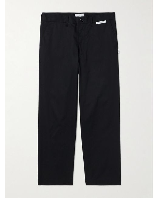 (w)taps Blue Straight-Leg Cotton-Blend Twill Trousers for men