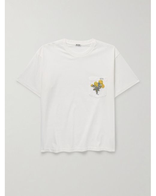 Bode T-Shirt aus Baumwoll-Jersey mit Logostickerei in White für Herren