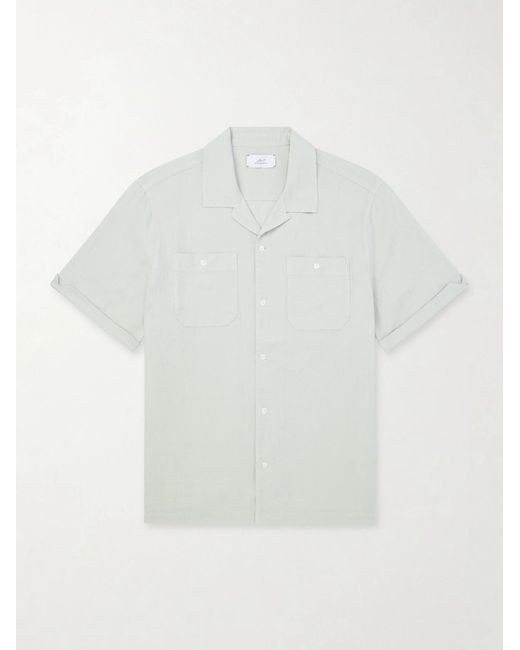 Mr P. White Convertible-Collar Garment-Dyed Linen Shirt for men