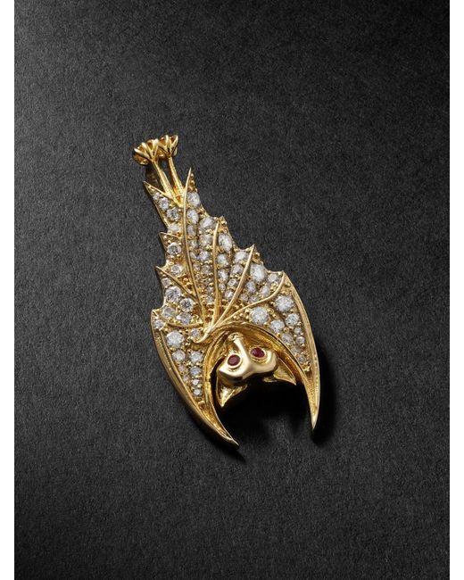 Alex Moss New York Black Cave Dweller 14-Karat, Diamond And Ruby Pendant for men