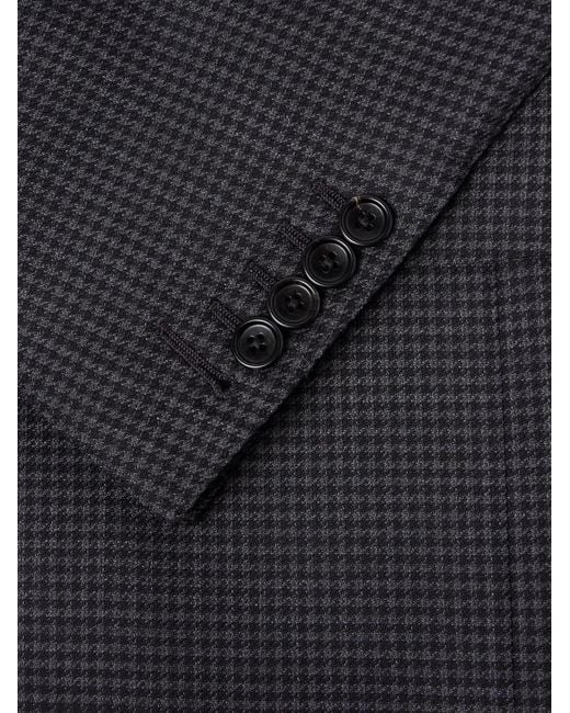 Tom Ford Black Dyllan Houndstooth Wool-Blend Suit Jacket for men