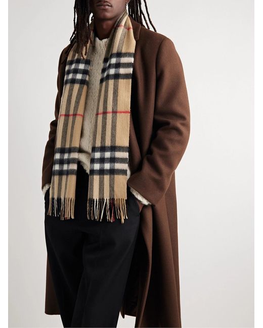 Burberry Multicolor Fringed Checked Cashmere Scarf for men