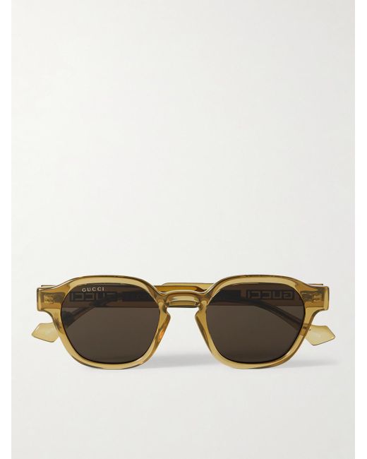 Gucci Yellow La Piscine Round-Frame Acetate And Gunmetal-Tone Sunglasses for men