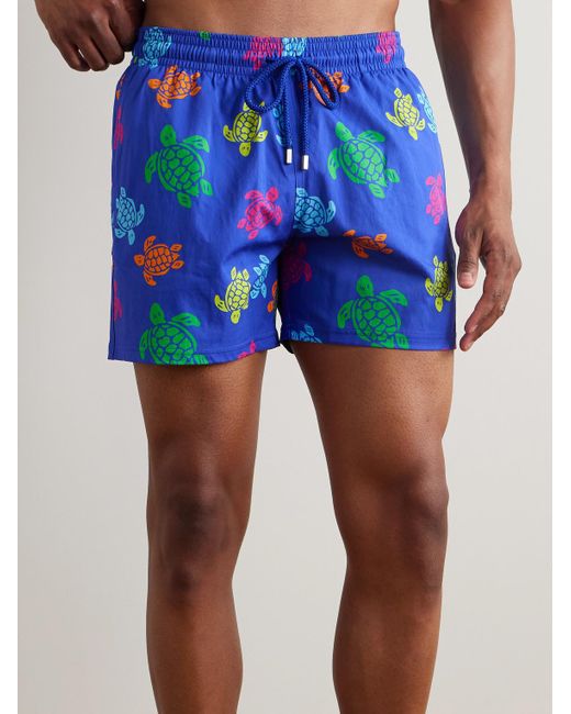Vilebrequin Moonrise gerade geschnittene mittellange Badeshorts mit Print in Blue für Herren