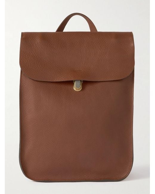 Bleu De Chauffe Brown Full-Grain Leather Backpack for men