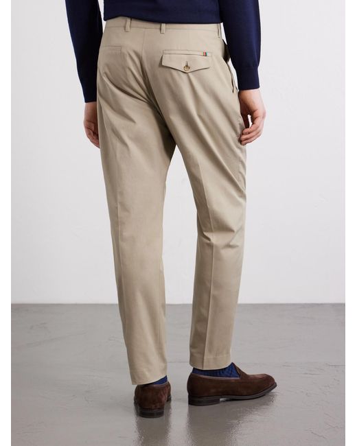 Paul Smith Natural Straight-Leg Pleated Organic Cotton-Twill Trousers for men
