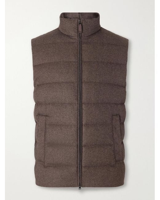 Herno Brown Quilted Silk And Cashmere-Blend Gilet for men