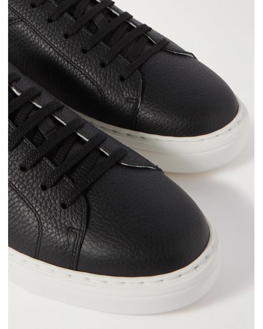 Brunello Cucinelli Black Grained Calfskin Sneakers for men