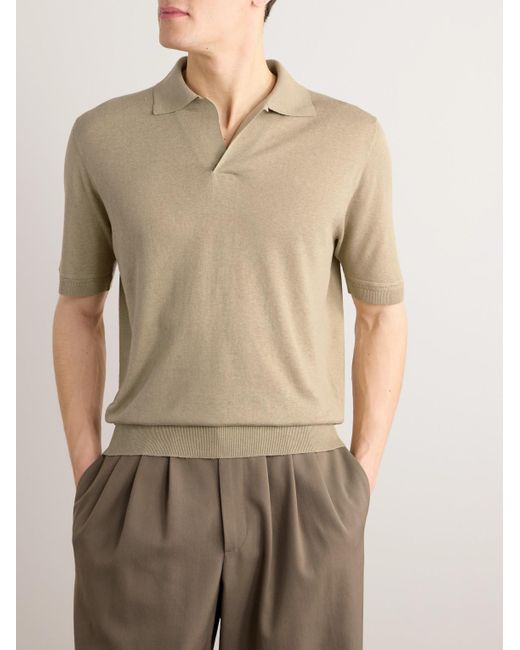 Loro Piana Natural Silk And Linen-blend Polo-shirt for men