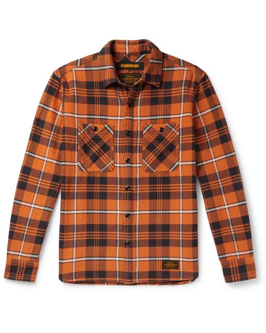 Neighborhood Orange Checked Cotton-flannel Shirt for men