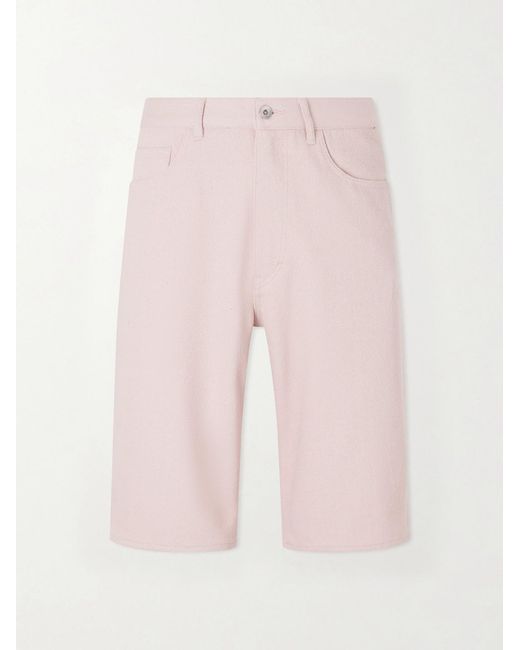 Auralee Pink Wide-Leg Silk Shorts for men