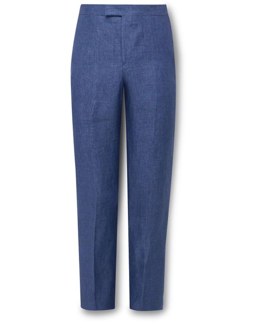 Favourbrook Blue Windsor Slim-fit Straight-leg Linen-twill Suit Trousers for men