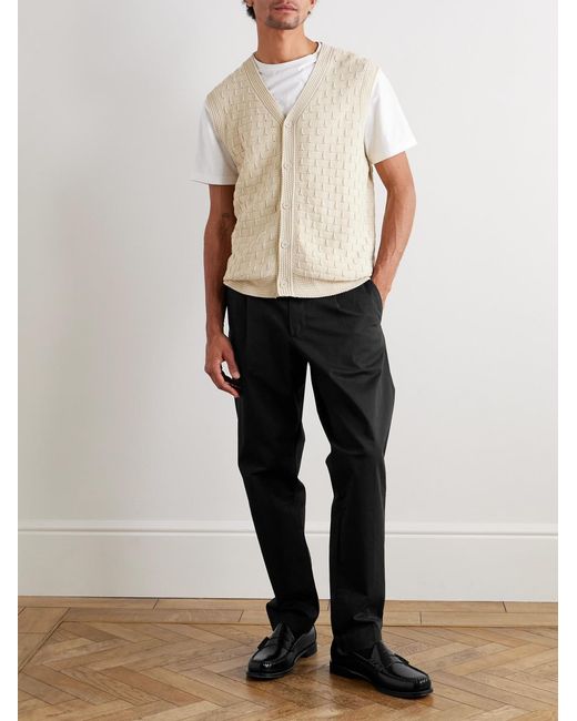 NN07 Black Bill 1804 Straight-Leg Organic Cotton-Blend Trousers for men