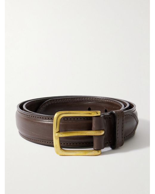 Drake's Brown 3Cm Leather Belt for men