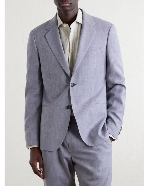 Mr P. Blue Wool, Silk And Linen-Blend Suit Jacket for men