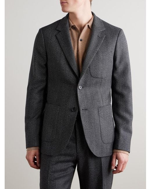 Mr P. Black Herringbone Virgin Wool Suit Jacket for men