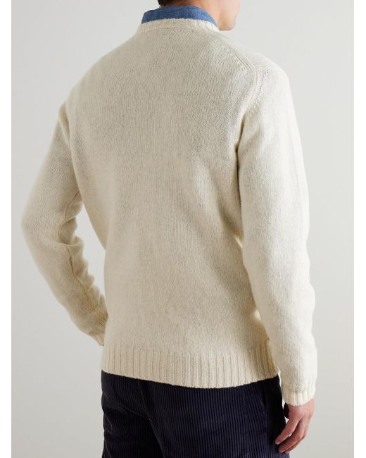 William Lockie Natural Shetland Wool Sweater for men
