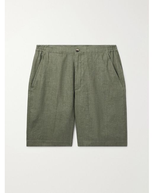 Loro Piana Green Nolan Straight-Leg Linen Shorts for men