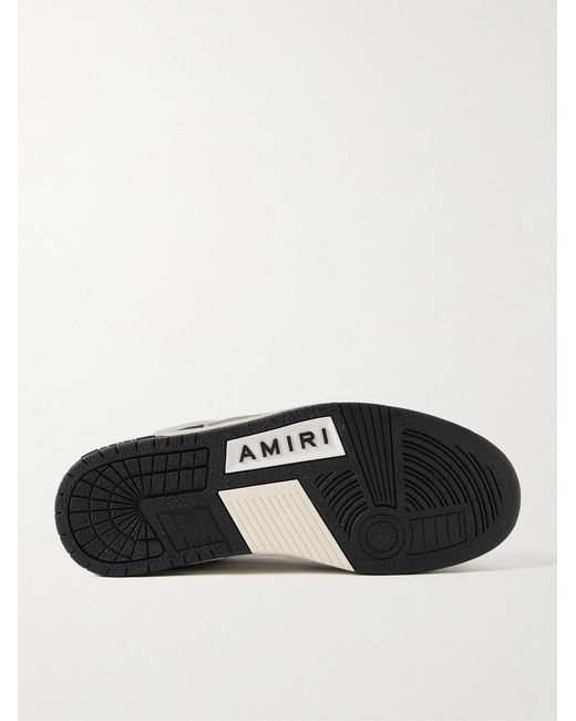 Amiri White Skel-Top Suede-Trimmed Crystal-Embellished Leather Sneakers for men